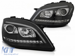 Headlights Tube Light suitable for Mercedes M-Class W164 (2005-2008) Black with Dynamic Turn Signals - HLMBW164B