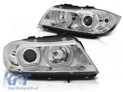 image-57-HEADLIGHTS U-LED LIGHT 3D CHROME fits BMW E90/E91 03.05-08.08