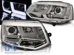 HEADLIGHTS U-LED LIGHT CHROME fits VW T5 2010-2015-image-6268442