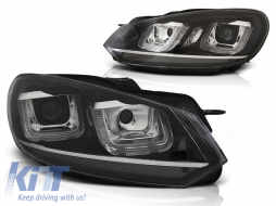 HEADLIGHTS U-LED LIGHT DRL BLACK CHROME LINE fits VW GOLF 6 08-12