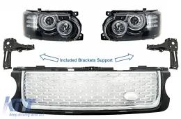 image-6-Headlights with Brackets Support and Central Grille suitable for Land Range Rover Vogue L322 (2002-2009) Facelift Design