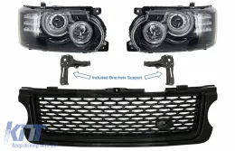 image-7-Headlights with Brackets Support and Central Grille suitable for Land Range Rover Vogue L322 (2002-2009) Facelift Design