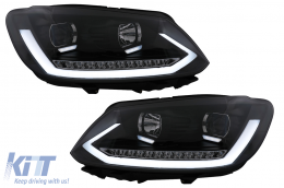 Headlights with Dynamic Sequential Turning Signal suitable for VW Touran I Facelift 1T1 1T2 (2010-2015) Black - HLVWTOIIB