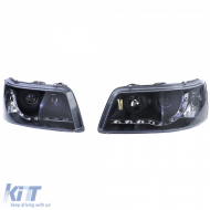 Headlights with LED daytime running light look Black for VW Transporter Bus T5 03-09-image-6257162