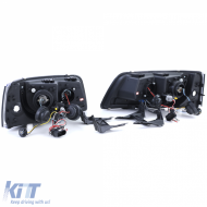 Headlights with LED daytime running light look Black for VW Transporter Bus T5 03-09-image-6257167