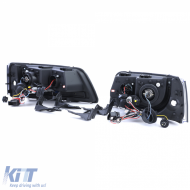 Headlights with LED daytime running light look Black for VW Transporter Bus T5 03-09-image-6257168