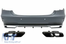 image-77-Heck Stoßstange PDC Für Mercedes W212 Facelift 2013-2016 Auspuff Schalldämpfer Schwarz