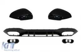 image-69-Heckdiffusor für Mercedes A V177 Limousine 09.2018-2022 Chrom Auspuff Spiegel Startseite