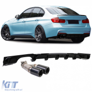 image-30-Heckdiffusor glänzend + doppelte schwarze Auspuffendrohre, geeignet für BMW F30 F31 316i 318i 320i