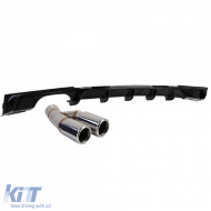Heckdiffusor glänzend + doppelte verchromte Auspuffblende geeignet für BMW F30 F31 316 318 320-image-6209672