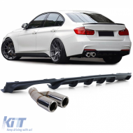 image-46-Heckdiffusor matt + doppelte Auspuffblende verchromt geeignet für BMW F30 F31 316 318 320