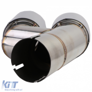Heckdiffusor matt + doppelte Auspuffblende verchromt geeignet für BMW F30 F31 316 318 320-image-6210237