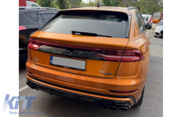 Heckspoiler Diffusor Doppelt Auslauf für Audi Q8 S-Line 2018-2023 Schwarz Tipps-image-6277838