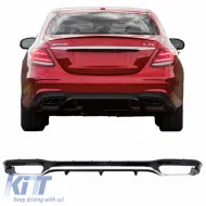 image-18-Heckstoßstangen-Diffusor geeignet für Mercedes-Benz E-Klasse W213 16-19 A Design Stoßstange Schwarz/Chrom Aus ABS-Kunststoff 1Stück