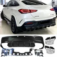 image-74-Heckstoßstangen-Diffusor geeignet für Mercedes-Benz GLE Coupe C167 SUV 2019+ Design-Look für ein Design Sport Line Version Stoßstangen-Set mit Chrom-Auspuffendrohren