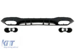 image-52-Heckstoßstangendiffusor für Mercedes A W177 Schrägheck 2018+ Chrom Auspuff
