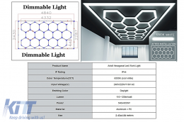 Hexagon HoneyComb Ceiling Light System 4.33 x 2.28 m Dimmable Light