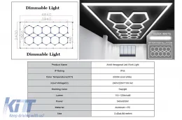 image-9-Hexagon HoneyComb Oświetlenie Sufitowe System Oświetlenie Garażowe 3,94 x 1,86 m Regulowane światło