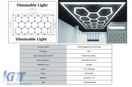 image-14-Hexagon HoneyComb Oświetlenie Sufitowe System Oświetlenie Garażowe 4.33 x 2.28 m Regulowane światło