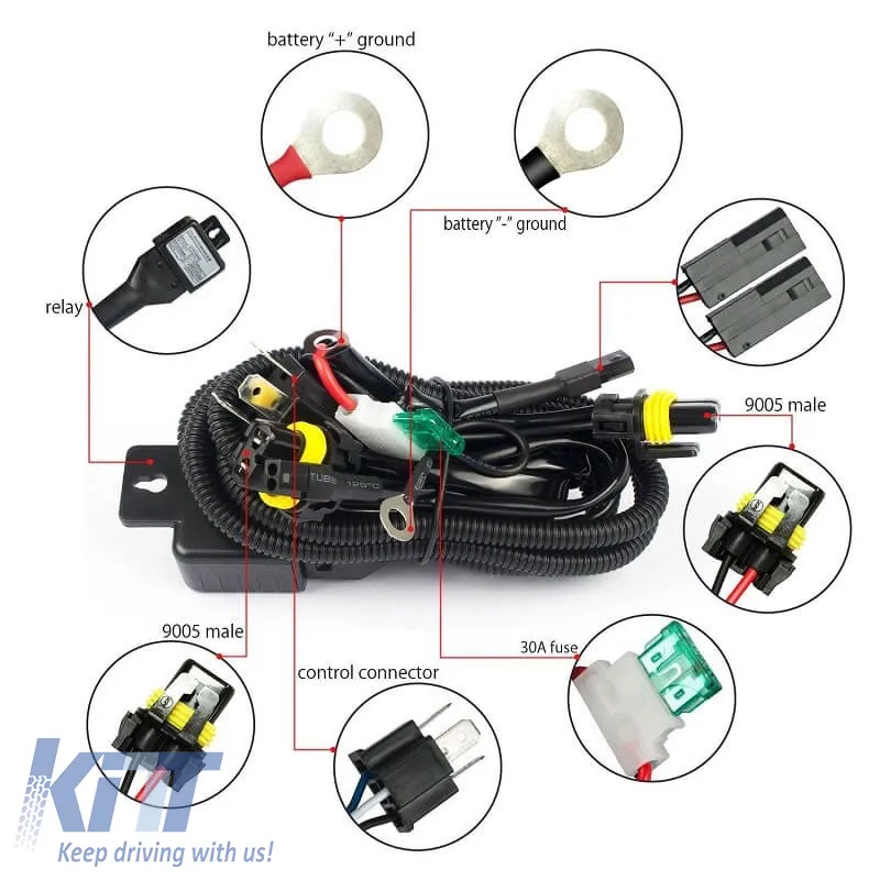 HID Xenon Bulb H4 8000K 24Volt Hi/Low Set 3pcs 1 Wiring Kit & 2 Bulbs