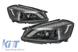 image-70-HID Xenon Headlights LED DRL suitable for Mercedes S-Class W221 (2005-2009) W222 Look Black