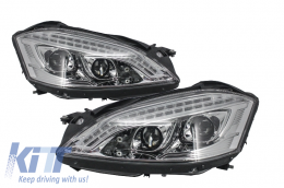 image-4-HID Xenon Headlights LED DRL suitable for Mercedes S-Class W221 (2005-2009) W222 Look Chrome