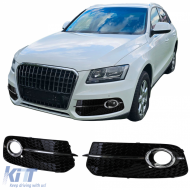 image-13-Honeycomb Grille Inserts Bumper Black Gloss for Audi Q5 8R 12-16