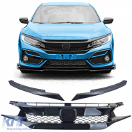 image-5-Honeycomb Grille TR Performance Gloss Black for Honda Civic X FC FK 2016-2020