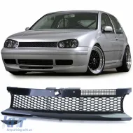 image-22-Honeycomb grille without emblem black for VW Golf 4 sedan estate convertible 97-06