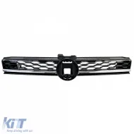 Honeycomb Radiator Grille Gloss Black with Chrome Trim for VW Golf 7 Facelift 17-20-image-6278038