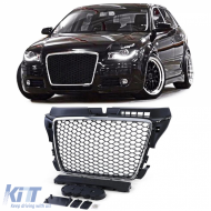 Honeycomb radiator grille without emblem black matte chrome for Audi A3 8P 08-13 - ODGA6013925
