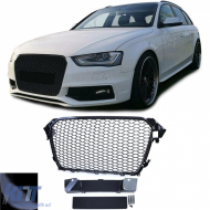 image-45-Honeycomb radiator grille without emblem gloss black for Audi A4 B8 8K Facelift 11-15