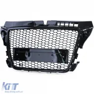 Honeycomb Sport Grille Gloss Black without Emblem for Audi A3 8P 08-13-image-6276873