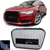 image-44-Honeycomb Sport Grille without Emblem Gloss Black for Audi A6 C7 4G 10-14