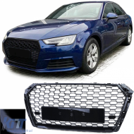 image-12-Honeycomb Sport hűtőrács embléma nélkül fényes fekete Audi A4 B9 8W 15-19