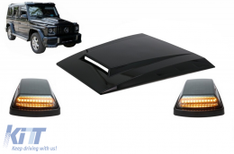 Hood Scoop Bonnet Scoop with Turning Lights LED Sequential Dynamic suitable for Mercedes G-Class W463 (1989-2017) C197 Obsidian Black ABS - COHSMBW463BBMS