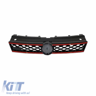Hűtőrács alkalmas Polo 6R/6C 09-16 GTI Look méhsejt mintás piros csíkkal 1 db-image-6296010
