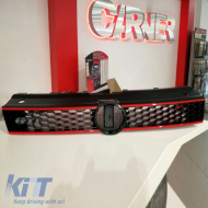 Hűtőrács alkalmas Polo 6R/6C 09-16 GTI Look méhsejt mintás piros csíkkal 1 db-image-6296013