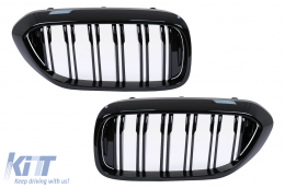 image-45-Hűtőrács BMW 5 G30 G31 szedán Touring (2017-2019) modellekhez, dupla csíkos, M dizájn, zongorafekete