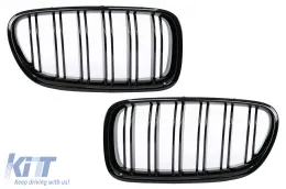 Hűtőrács BMW 5-ös F10 F11 (2010-2017) Double Stripe M Design Fényes Fekete-image-6102456