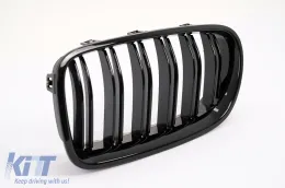 Hűtőrács BMW 5-ös F10 F11 (2010-2017) Double Stripe M Design Fényes Fekete-image-6102459