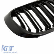 Hűtőrács BMW X3 F25 LCI 14-17 / X4 F26 14-17 M4 Look dupla rácsos fényes fekete 7 bordás 2 db-image-6299499