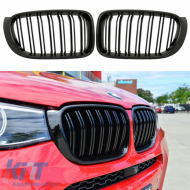 Hűtőrács BMW X3 F25 LCI 14-17 / X4 F26 14-17 M4 Look dupla rácsos fényes fekete 7 bordás 2 db-image-6299503