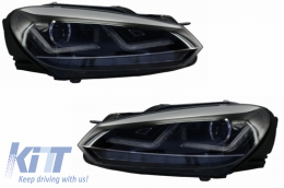 Hűtőrács és Osram Xenon fényszórók króm, LED futófényes irányjelzővel, VW Golf VI 2008+, R20 Dizájn-image-6031804