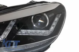 Hűtőrács és Osram Xenon fényszórók króm, LED futófényes irányjelzővel, VW Golf VI 2008+, R20 Dizájn-image-6031806