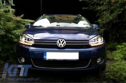 Hűtőrács és Osram Xenon fényszórók króm, LED futófényes irányjelzővel, VW Golf VI 2008+, R20 Dizájn-image-6031812