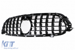 Hűtőrács Mercedes E-osztály Facelift W213 S213 C238 A238 Sport Line (2020-tól) modellekhez, GT-R Panamericana Dizájn, fekete-image-6114927