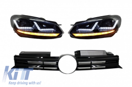 image-68-Hűtőrács, Osram Xenon fekete fényszórók és LED futófényes irányjelzők, VW Golf VI 2008+, RHD, R20 Dizájn