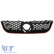 Hűtőrács VW Polo 9N3 05-09 GTI Look méhsejt mintás piros csíkkal 1 db-image-6295974