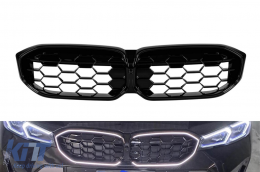 Iconic Glow diamond-type illuminated kidneys suitable for BMW 3 Series G20, G21 after 2023, black lacquer - ABGB6020875